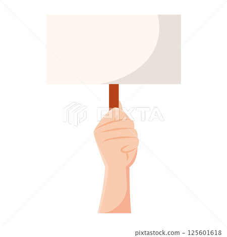 Hand holding protest sign. Vector 125601618