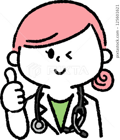 Female doctor doing good sign Female doctor doing good sign 125601621