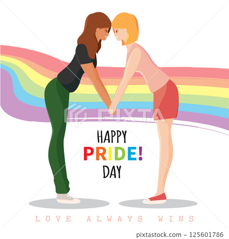 Holding hands over rainbow path. Vector Holding hands over rainbow path. Vector 125601786