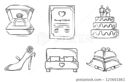 Wedding essentials kit. Vector 125601861