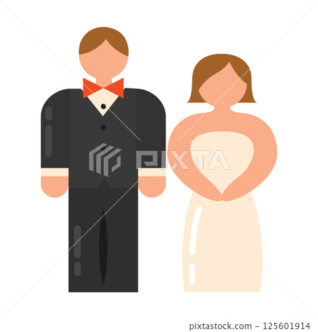 Wedding couple standing. Vector Wedding couple standing. Vector 125601914
