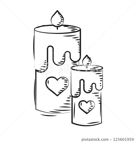Romantic wedding candles. Vector 125601959