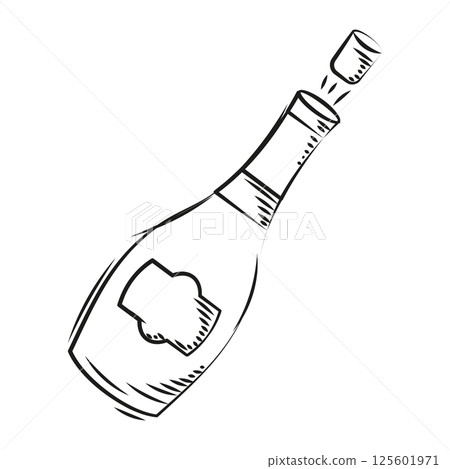 Champagne bottle popping. Vector Champagne bottle popping. Vector 125601971