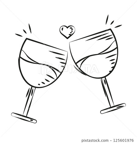 Wine glasses in toast. Vector 125601976