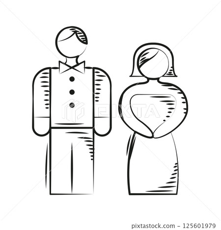 Wedding couple icon sketch. Vector 125601979