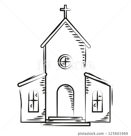 Hand drawn wedding church. Vector Hand drawn wedding church. Vector 125601989