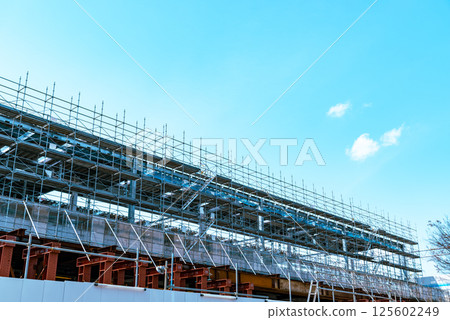 Higashimurayama Station in Tokyo, where railway elevation construction is underway April 2025 Light color 125602249