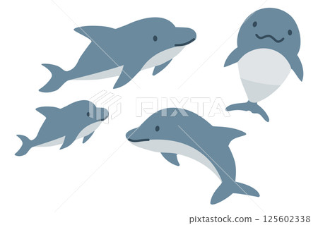 Dolphin illustration set without main lines 125602338