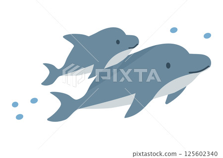 父母與孩子海豚的簡單插圖 125602340