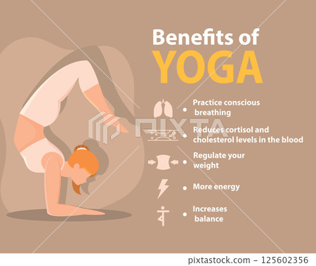 Yoga posture and benefits. Vector Yoga posture and benefits. Vector 125602356