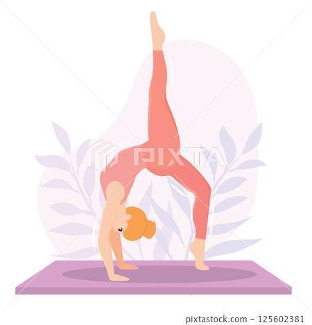 Handstand yoga balance pose. Vector 125602381