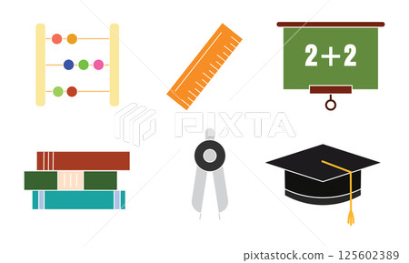Flat and outline school icons. Vector Flat and outline school icons. Vector 125602389
