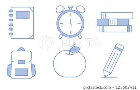 Flat and outline school icons. Vector 125602411