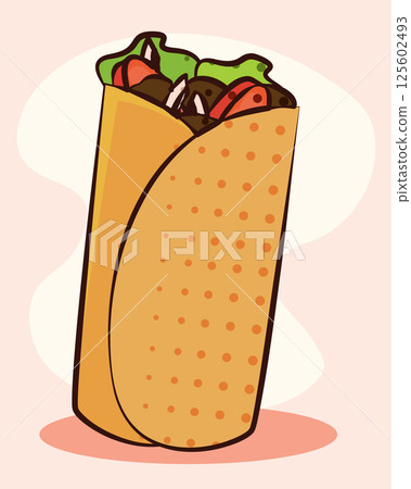 Wrap filled with veggies. Vector 125602493