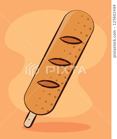 Corn dog on stick icon. Vector Corn dog on stick icon. Vector 125602494