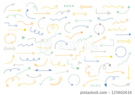 Hand-drawn arrow icon set variation simple illustration vector design line drawing 125602616