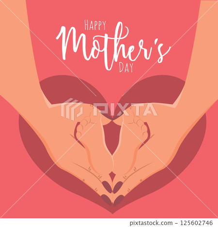 Feet in mom hands heart. Vector Feet in mom hands heart. Vector 125602746