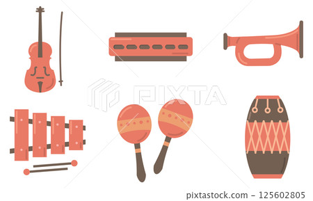 Colorful music instruments icons. Vector Colorful music instruments icons. Vector 125602805