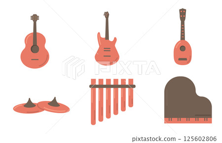 Flat musical instruments icons. Vector Flat musical instruments icons. Vector 125602806