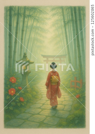 Fantasy Japanese World - Bamboo Light Path 125602865
