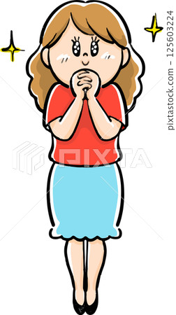 Illustration of a woman gazing with sparkling eyes 125603224