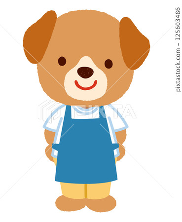 Cute dog character apron staff clerk 125603486