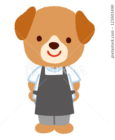 Cute dog character apron staff clerk Cute dog character apron staff clerk 125603490