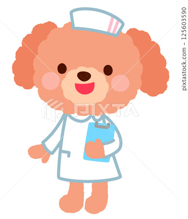 可愛的狗狗護士醫生貴賓犬 125603590