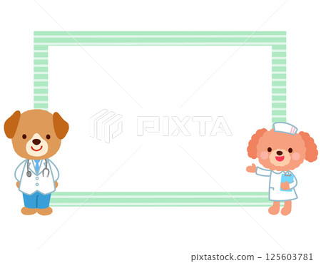 Cute dog doctor copy space notice speech bubble Cute dog doctor copy space notice speech bubble 125603781