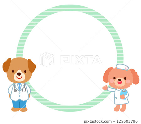 Cute dog doctor copy space notice speech bubble 125603796