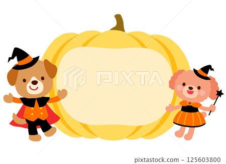 Cute dog Halloween message card Cute dog Halloween message card 125603800