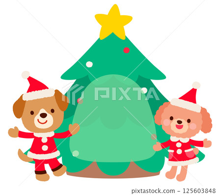 Cute dog Santa Claus Christmas message card 125603848