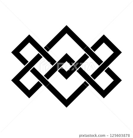 Asian knot or eternal knot. Black sign. Tradition Chinese, Tibetian knot 125603878
