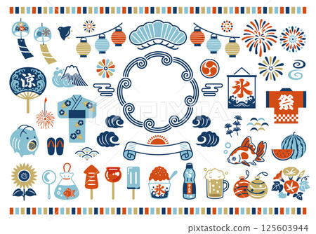 夏季材料和日式框架設計集 夏季材料和日式框架設計集 125603944