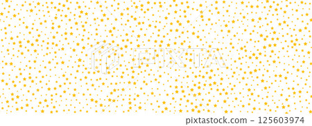 Gold confetti seamless pattern. Yellow polka dot repeated wallpaper. Golden glitter dots repeating background. Vector celebration Christmas, New Year, wedding or birthday party decoration backdrop 125603974
