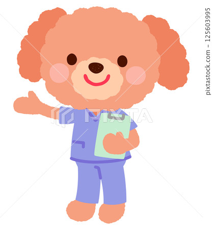 Cute dog doctor A dog doctor wearing scrubs 125603995
