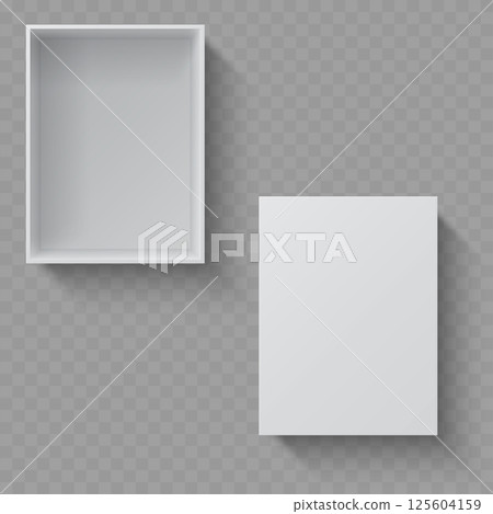 White Rectangular Box with Open and Closed Views - Vector 125604159