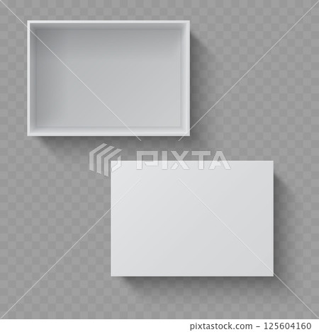 White Rectangular Box with Open and Closed Views - Vector 125604160