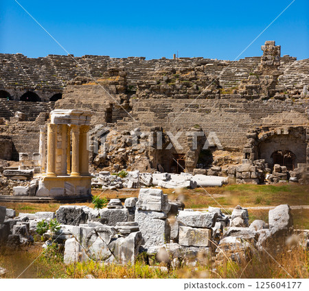 Ruins of ancient Roman theater in city of Side, Turkey Ruins of ancient Roman theater in city of Side, Turkey 125604177