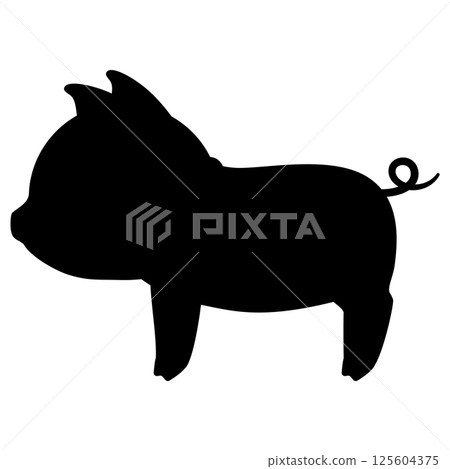 側身豬剪影 125604375