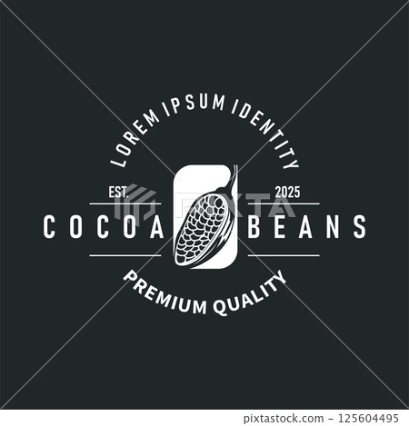 simple cocoa bean logo plant design symbol retro vintage concept of cocoa garden as an illustration of a business or product brand template 125604495