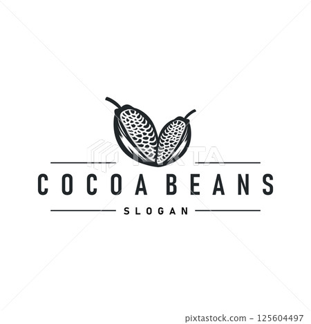 simple cocoa bean logo plant design symbol retro vintage concept of cocoa garden as an illustration of a business or product brand template 125604497