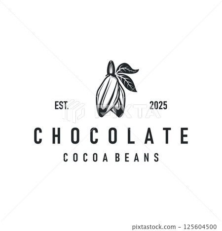 simple cocoa bean logo plant design symbol retro vintage concept of cocoa garden as an illustration of a business or product brand template 125604500