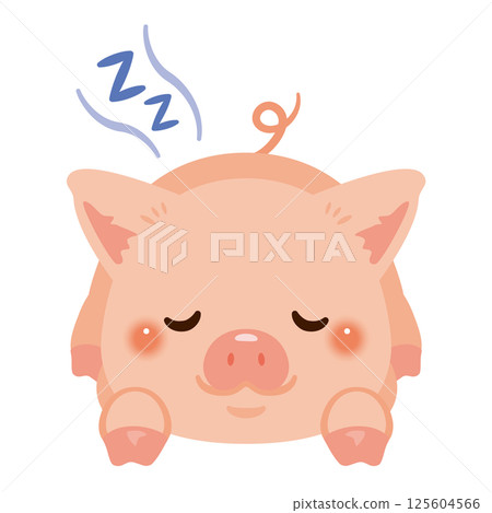 一隻豬趴著睡覺的插圖 125604566