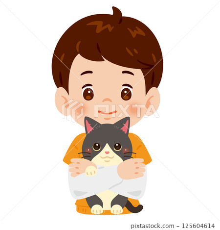 抱著貓的男孩 抱著貓的男孩 125604614
