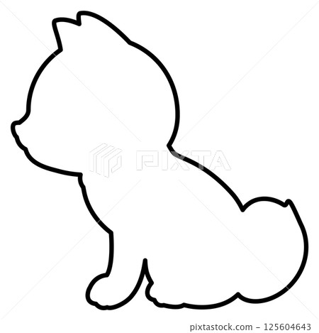 Line drawing of a sitting Shiba Inu Line drawing of a sitting Shiba Inu 125604643