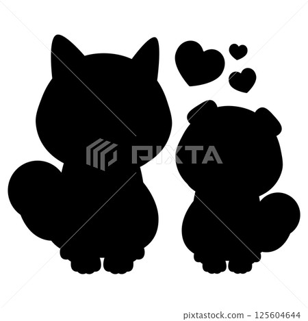 Sitting Shiba Inu parent and child silhouette 125604644