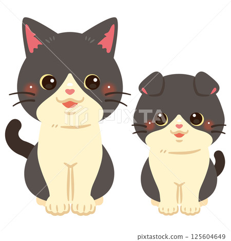 Sitting cat parent and child illustration 2 125604649