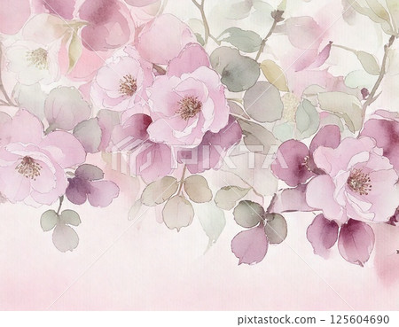 淡玫瑰與花蕾的水彩插圖 淡玫瑰與花蕾的水彩插圖 125604690