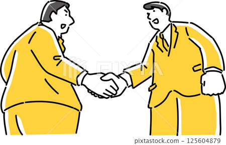 Low angle view of businessmen shaking hands 125604879